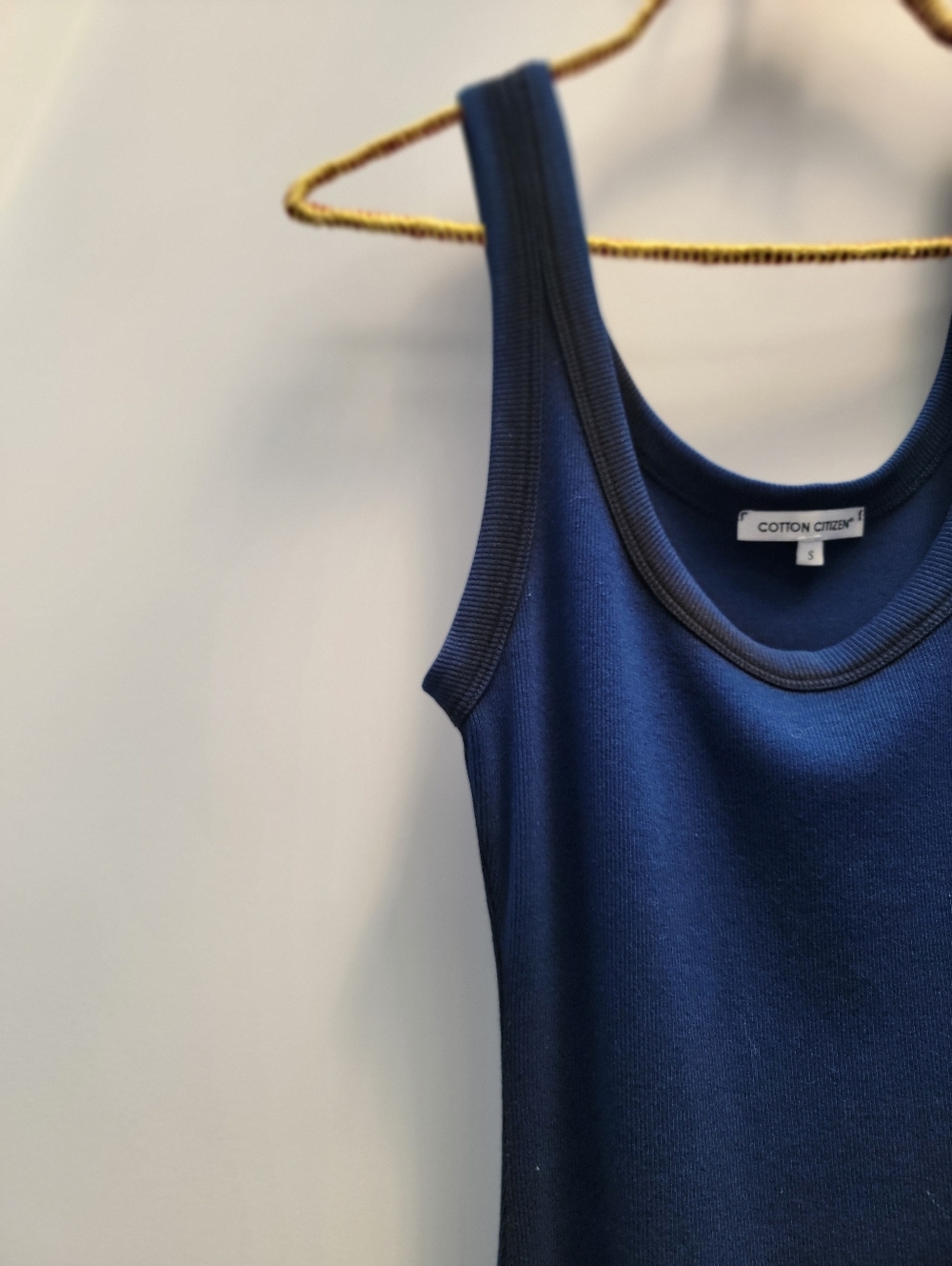 Cotton Citizen Verona Blue Arctic Ribbed Tank Dress Size Small Black Ombre Edgy - Picture 7 of 16